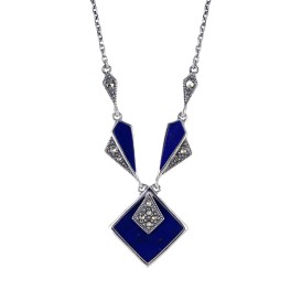 Collier en Argent 925 (Lapis lazuli - Marcassites)